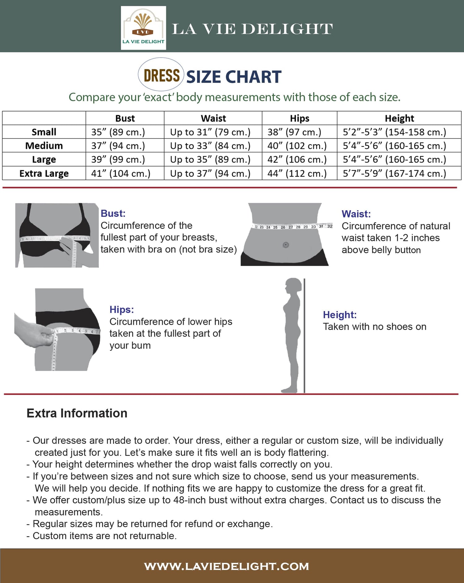 Size Guide for 1920s Dress LaVieDelight Size Guide for 1920s Dress LaVieDelight