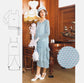 2-piece Gatsby chiffon day dress in printed light blue - a roaring twenties outfit