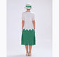 1920s-style dress in off-white & jade green chiffon with zigzag detail