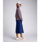 CLEARANCE: 1920s Cotton 2-Piece Gatsby Day Dress in Solid Blue and blue/grey/red print