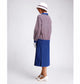 CLEARANCE: 1920s Cotton 2-Piece Gatsby Day Dress in Solid Blue and blue/grey/red print