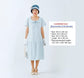 CLEARANCE: 1920s Day Dress in White and Blue with Short Sleeves and Peter Pan Collar