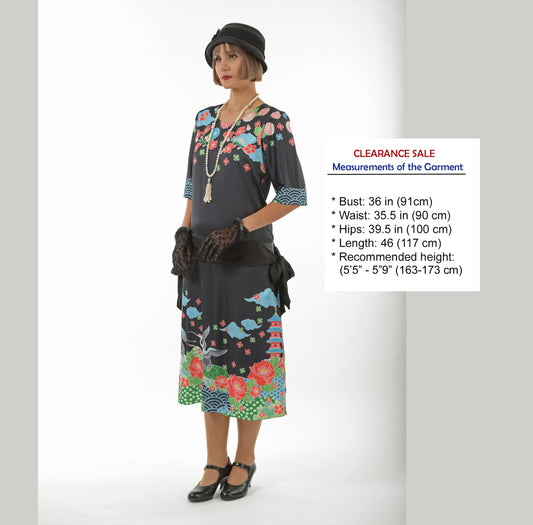 CLEARANCE: One-of-a kind Satin 1920s Dress in Oriental/Japanes Vintage Style