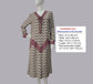 CLEARANCE: 1920s style dress in dark brown print and mauve zig zag details