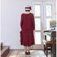 Maroon red 2-piece chiffon 1920s dress with long sleeves