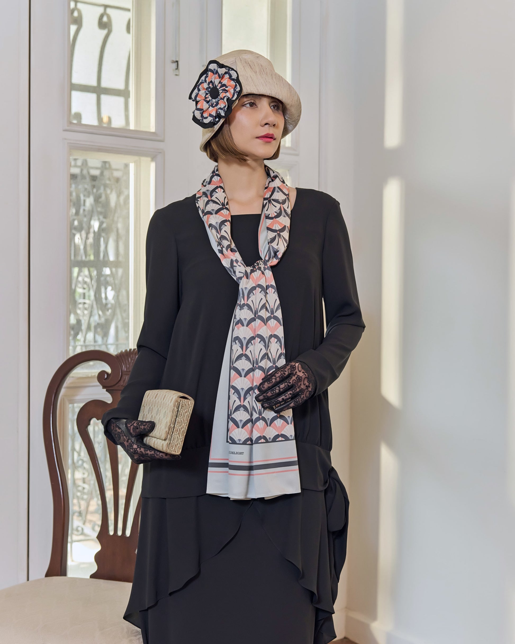1920s style two-piece dress made of black chiffon with long sleeves LaVieDelight 1920s style two-piece dress made of black chiffon with long sleeves LaVieDelight