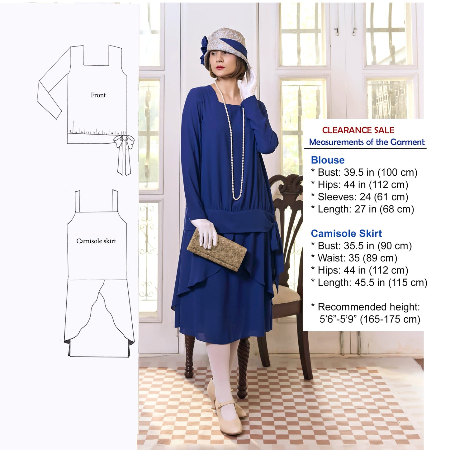 CLEARANCE: 2-piece dark blue Great Gatsby dress