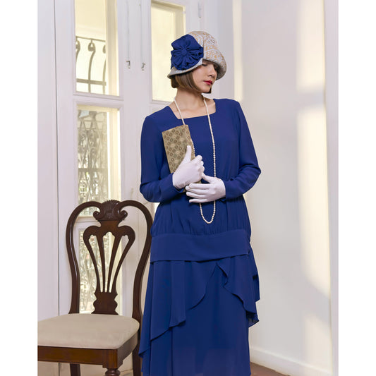 2-piece dark blue Great Gatsby dress for 1920s-themed parties - a roaring twenties dress