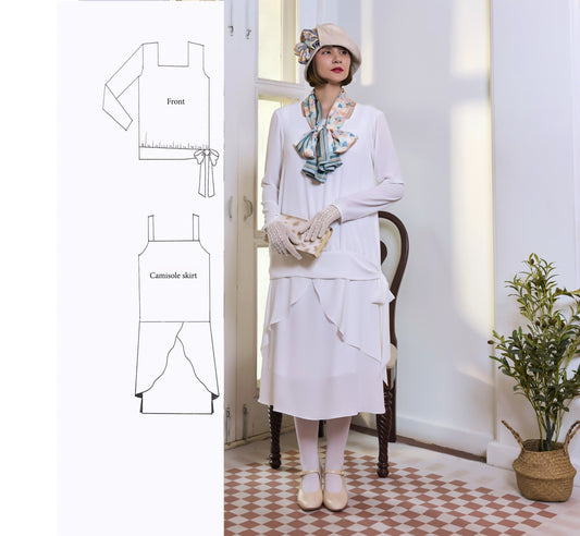 Great Gatsby cloche hat in cream with art deco print - a flapper hat