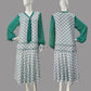 Green Medallion Art Deco Print Chiffon 1920s Dress