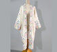 Cream floral oriental 1920s kimono robe with button closure, 1920s-inspired loungewear
