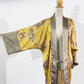 Yellow and gold kimono robe inspired by 1920s loungewear fashion, a Japanese style duster jacket