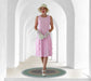 CLEARANCE: Pink Downton Abbey high tea dress with tiered skirt