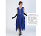 CLEARANCE: Roaring 20s formal dress in dark blue chiffon with handkerchief hem