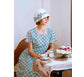 CLEARANCE: 1920s Dress in Light Green Art Deco Print and Flutter Sleeves