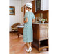 CLEARANCE: 1920s Dress in Light Green Art Deco Print and Flutter Sleeves