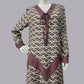 CLEARANCE: 1920s style dress in dark brown print and mauve zig zag details