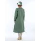Muted green 1920s summer linen coat with striped plaid wing collar