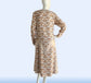 CLEARANCE: 1920s dress in Brown Feather Print Rayon Blend and zigzag detail