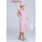 Downton Abbey dress of pale peach or pale pink cotton wth shoulder bow
