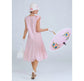 Downton Abbey dress of pale peach or pale pink cotton wth shoulder bow