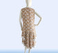 CLEARANCE: Sleeveless 1920s daywear in feather deco print and tiered skirt