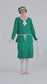 CLEARANCE: 2-piece 1920s Gatsby Style ensemble in Green with Off-white Details