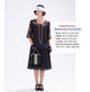 CLEARANCE: Gatsby Style Black Chiffon Lace 1920s Dress with Elbow Sleeves