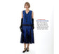 Great Gatsby dress in dark blue chiffon and black tulle skirt godets
