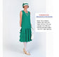 CLEARANCE: 1920s Style Jade Green chiffon Gatsby Dress with tiered skirt