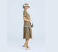 CLEARANCE: Olive Green and Grey Linen Downton Abbey dress with Short Sleeves