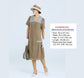CLEARANCE: Olive Green and Grey Linen Downton Abbey dress with Short Sleeves