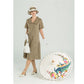 CLEARANCE: Vintage 1920s Style Olive Green Linen Gatsby Day Dress