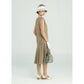 CLEARANCE: Linen Vintage 1920s Fashion Gatsby Day Outfit in Olive Green Colour