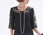 CLEARANCE: Gatsby Style Black Chiffon Lace 1920s Dress with Elbow Sleeves