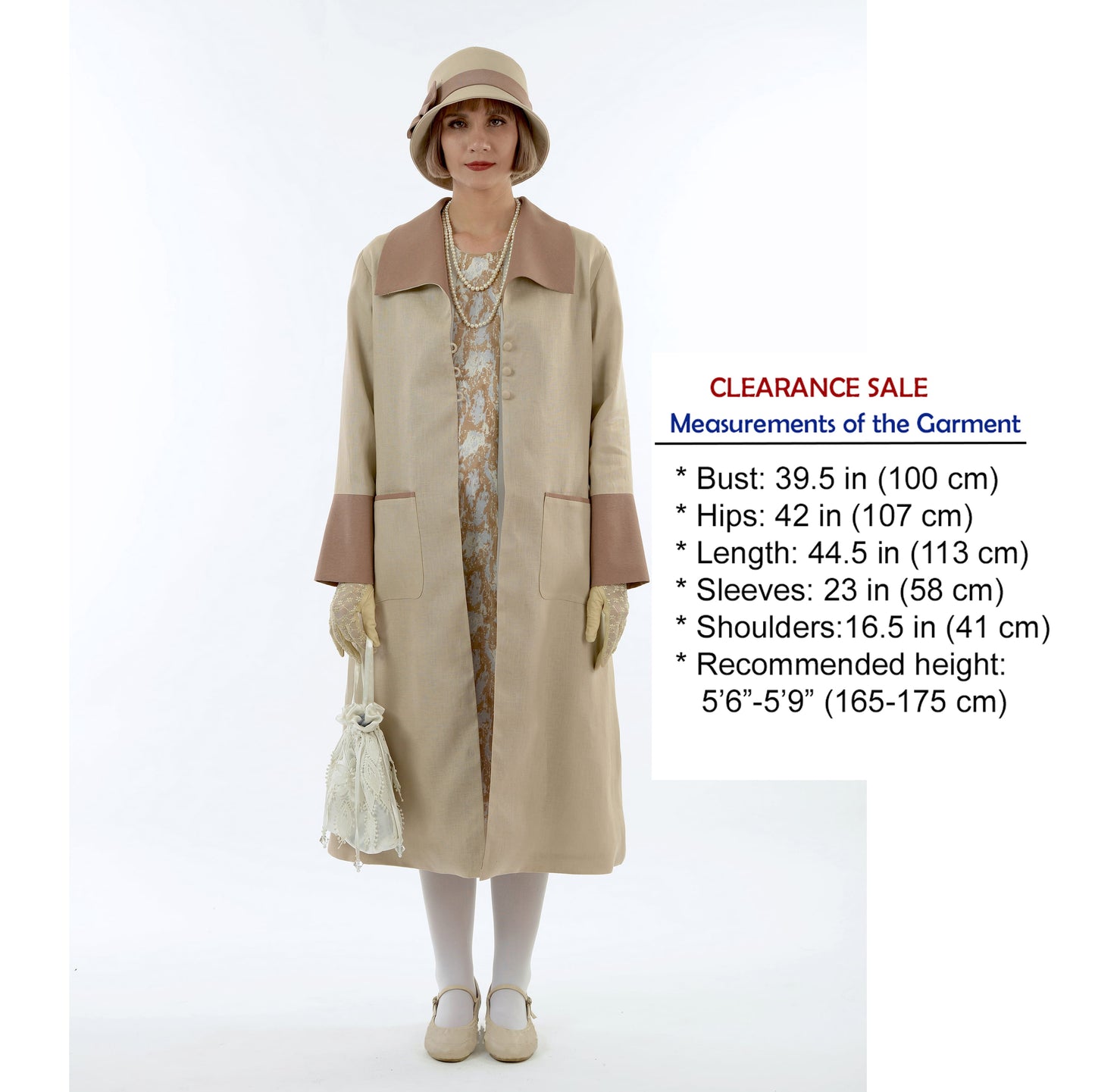 CLEARANCE: 2-toned light brown linen Great Gatsby coat with wing collar