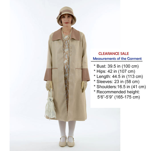 CLEARANCE: 2-toned light brown linen Great Gatsby coat with wing collar