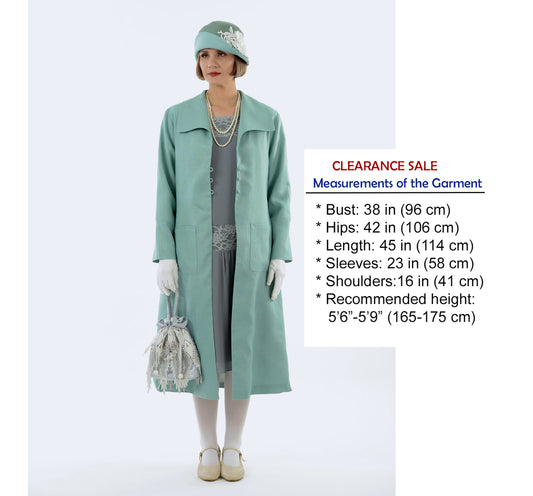 CLEARANCE: 1920s style linen summer coat in pastel blue with wing collar