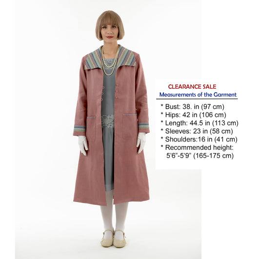 CLEARANCE: 1920s summer coat made of linen fabric in coral clay color