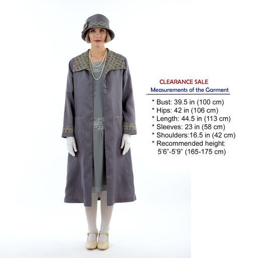 CLEARANCE: Great Gatsby linen day coat in muted dark grey