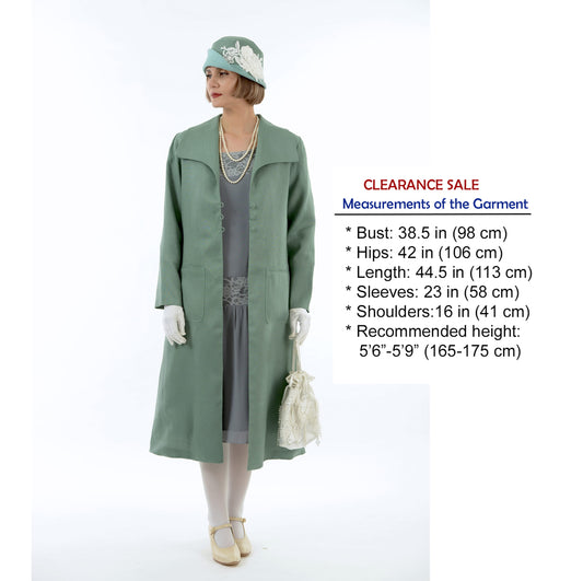 CLEARANCE: 1920s summer daywear Great Gatsby linen coat in muted green