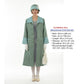 CLEARANCE: Flapper day coat in muted green linen & pastel blue details