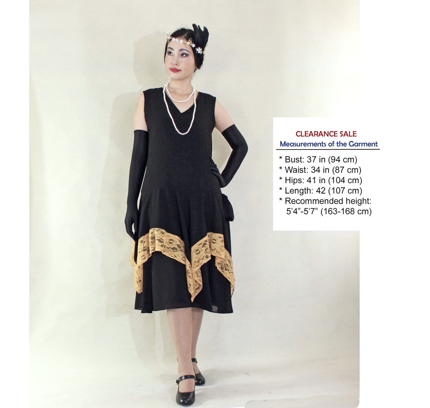 CLEARANCE: Black and Yellow Chiffon 1920s Evening Dress