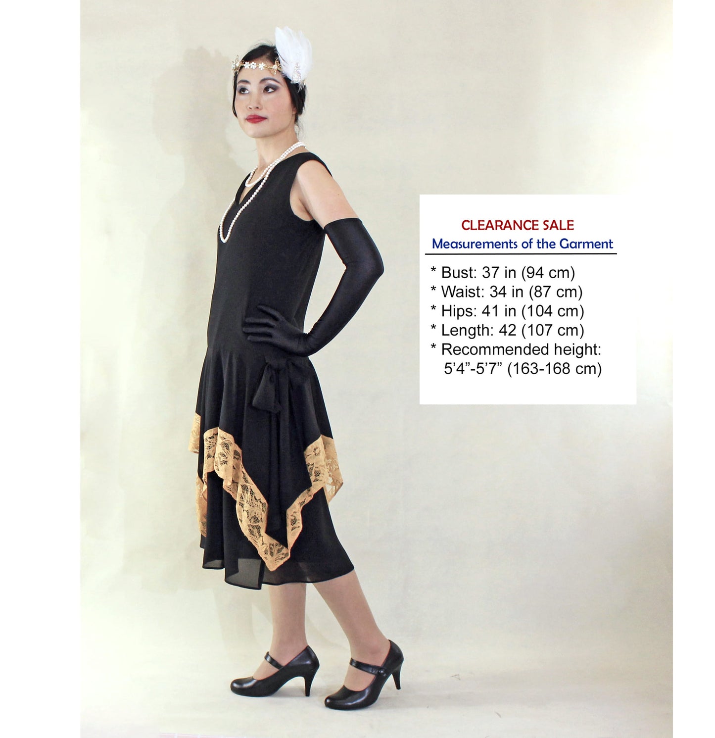 CLEARANCE: Black and Yellow Chiffon 1920s Evening Dress
