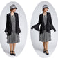 1920s black and white viscose rayon art deco dress with tiered skirt