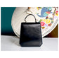 Finely-crafted black leather art deco handbag/purse