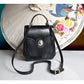 Finely-crafted black leather art deco handbag/purse